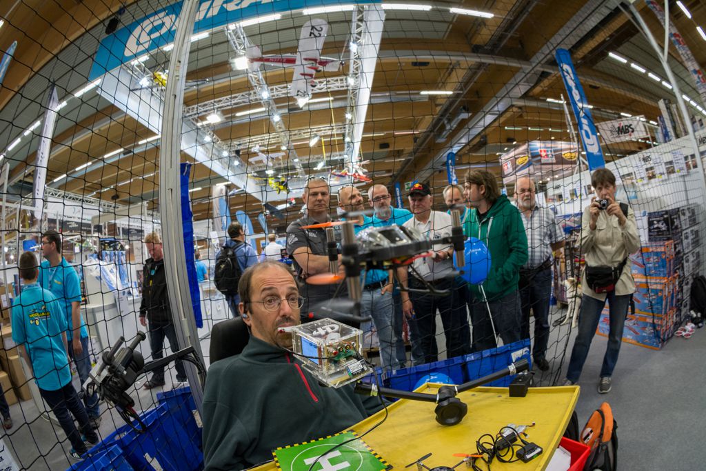 Photo: Gerhard controls a Walkera Scorpion Multicopter with the 4D-Joystick