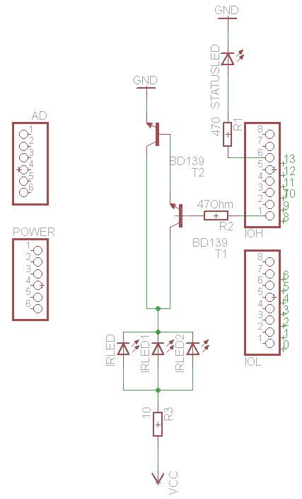 schematic showing the curcuit to build the IR-Sender shield